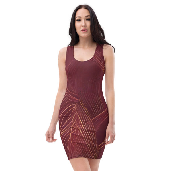 Rich Burgundy with Golden Lines—Boycon Dress