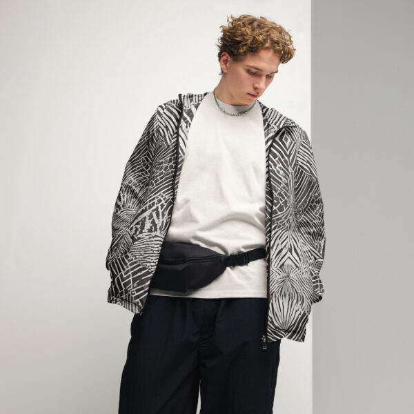 Luxury Black&White Abstract— Men's Windbreaker - Image 4