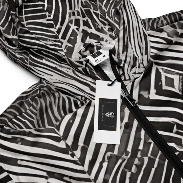 Luxury Black&White Abstract— Men's Windbreaker - Image 2