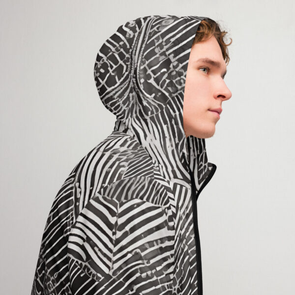 Luxury Black&White Abstract— Men's Windbreaker - Image 5