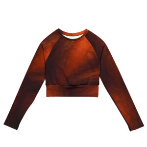 Eco-Chic Long Sleeve Crop Top - Dark Orange & Black Mix