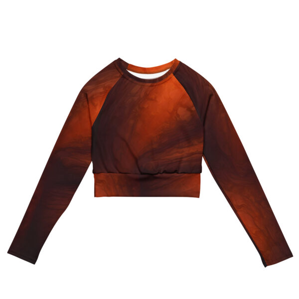 Eco-Chic Long Sleeve Crop Top - Dark Orange & Black Mix