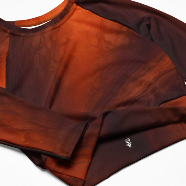 Eco-Chic Long Sleeve Crop Top - Dark Orange & Black Mix - Image 5