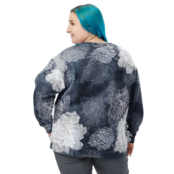 White Floral with Navy blue—Sweatshirt - Image 3