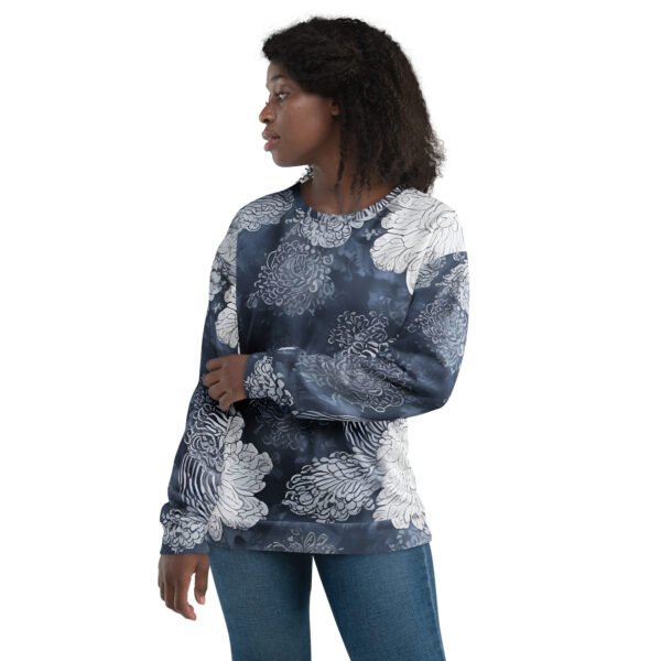 White Floral with Navy blue—Sweatshirt - Image 4