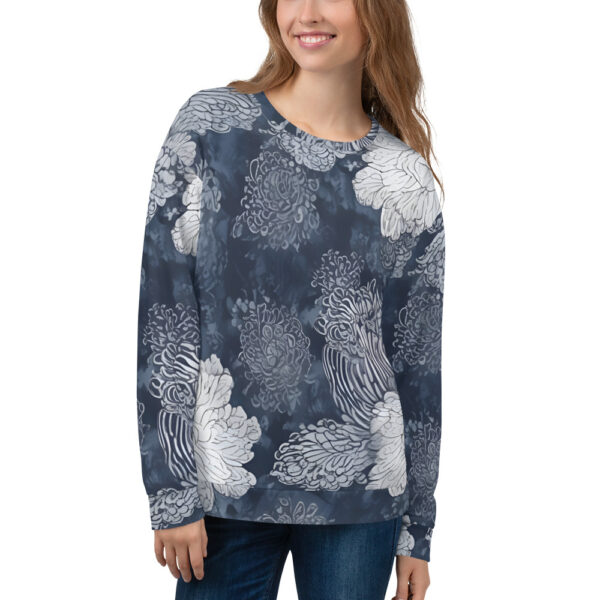 White Floral with Navy blue—Sweatshirt - Image 5