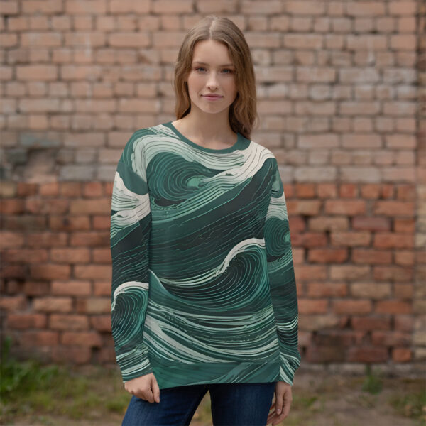 Chinese Sea Green Waves— Sweatshirt - Image 2