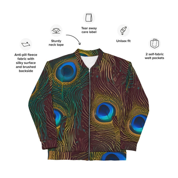 Premium Peacock feathers Bomber Jacket - Image 6