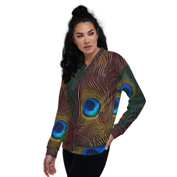 Premium Peacock feathers Bomber Jacket - Image 3