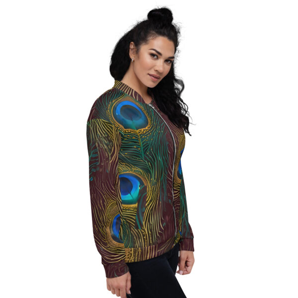 Premium Peacock feathers Bomber Jacket - Image 2